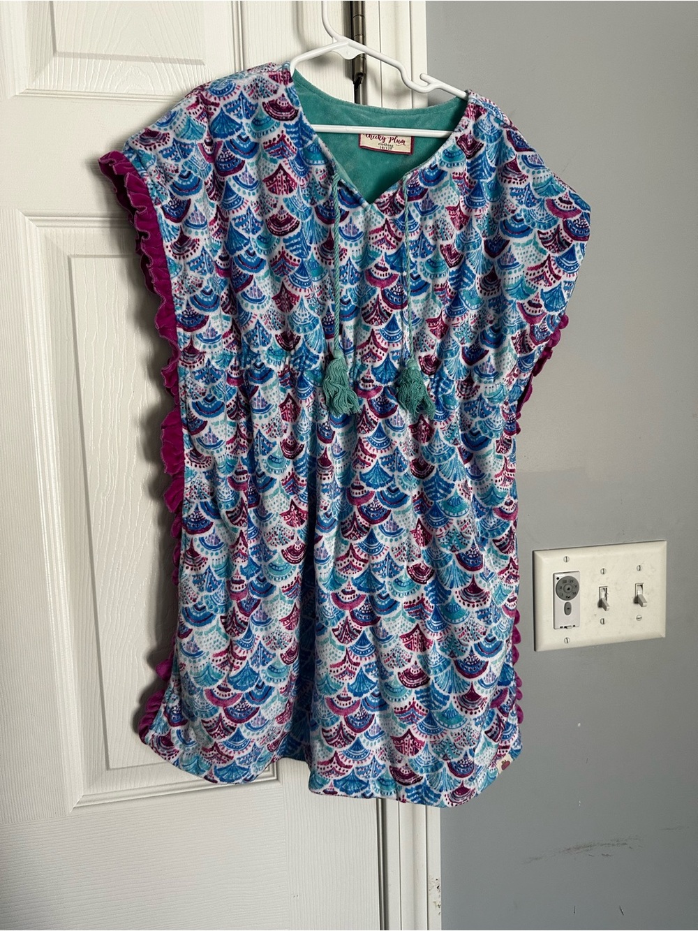 cheeky plum Girls' Blue Teal Purple Printed Swim Coverup